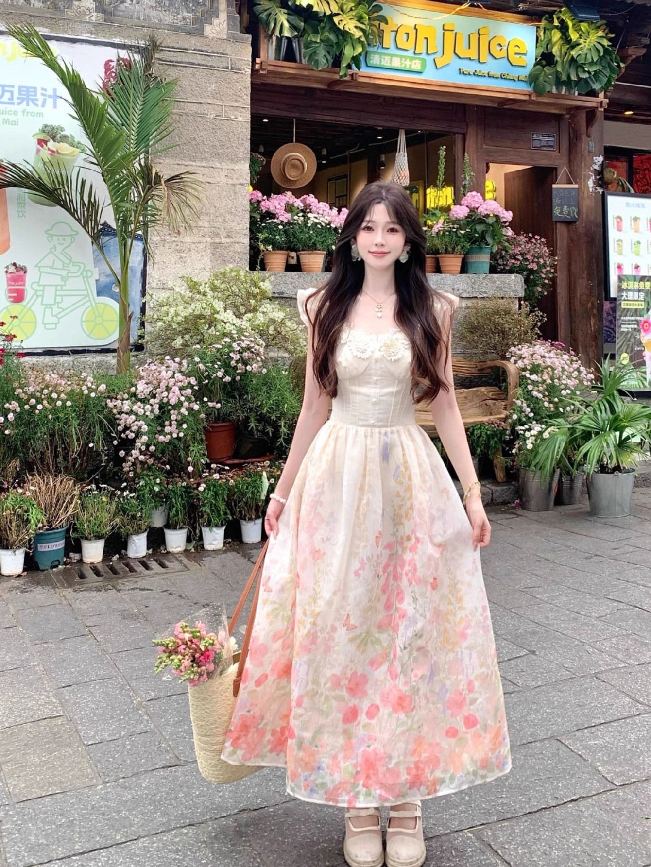 Elegant Floral Print Mini Dress with Puff Sleeves - Chic A-Line Design, Lace Detailing, Perfect for Spring & Summer, Women'S Fashion, Floral Dress