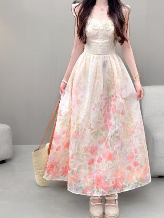 Elegant Floral Print Mini Dress with Puff Sleeves - Chic A-Line Design, Lace Detailing, Perfect for Spring & Summer, Women'S Fashion, Floral Dress
