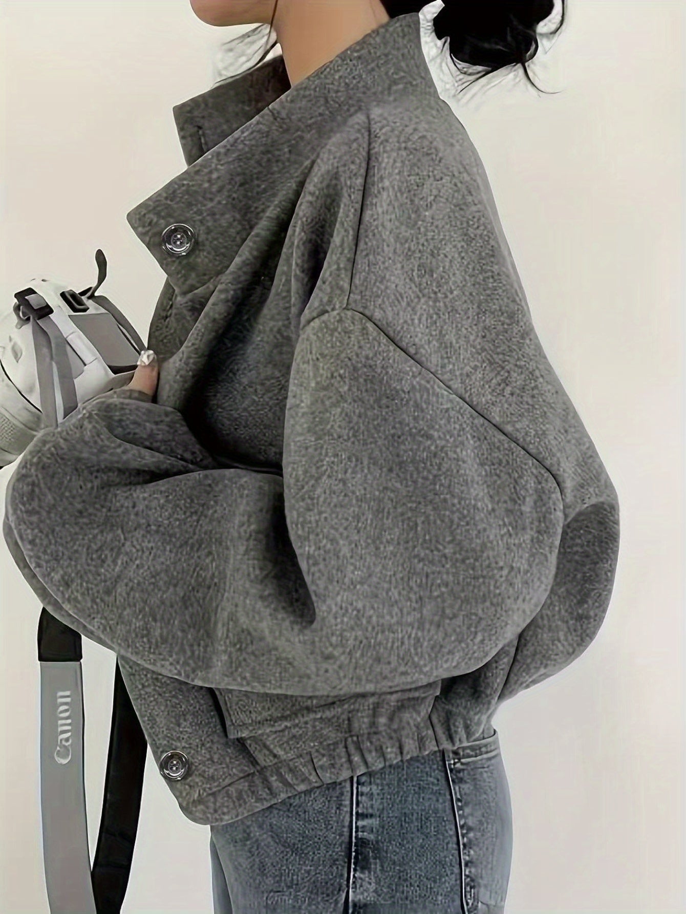Fall\u002F Winter New Style Button-Up Petite Short Casual Loose-Fitting Denim Jacket for Women