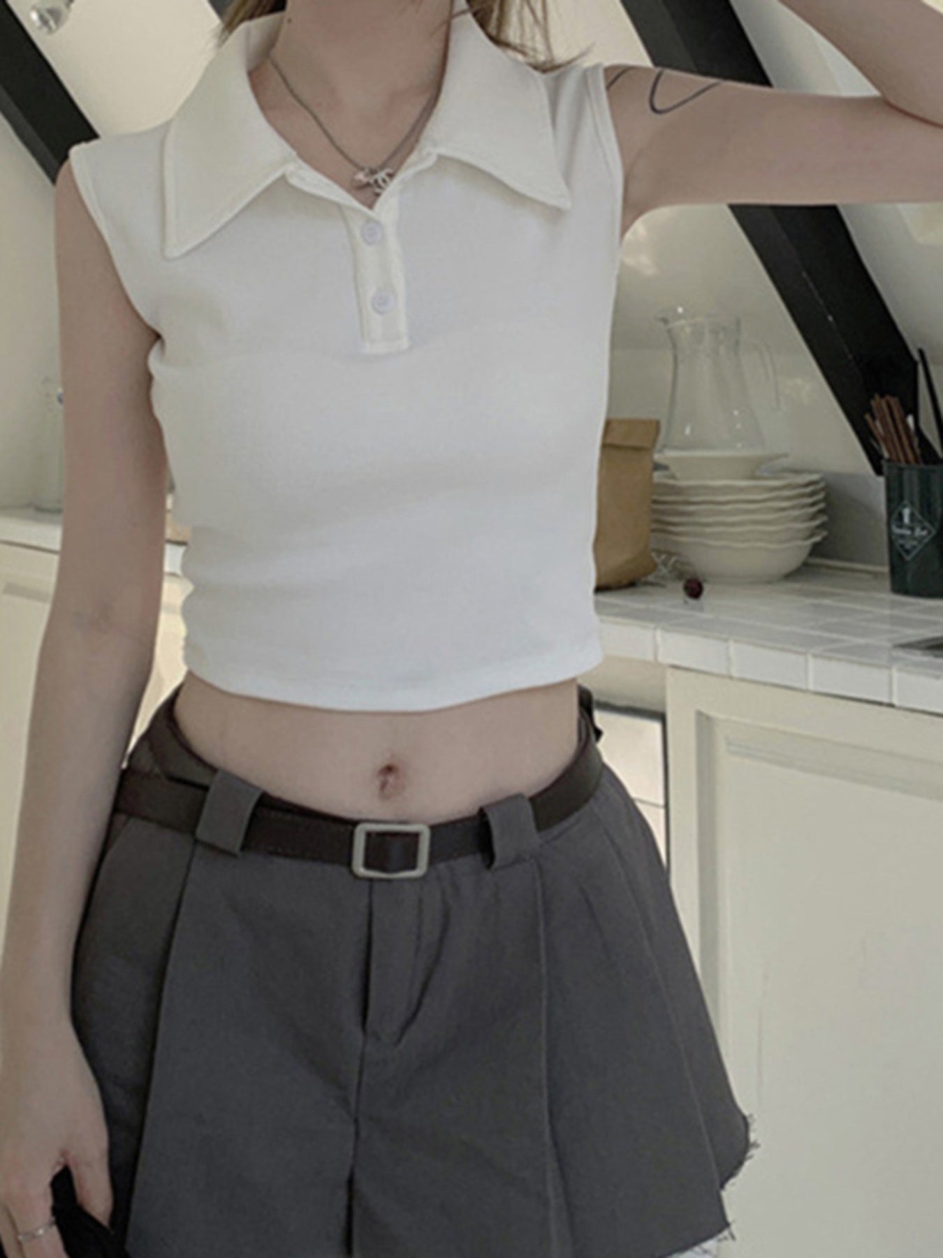 Women'S Polo Neck Small Camisole Undershirt