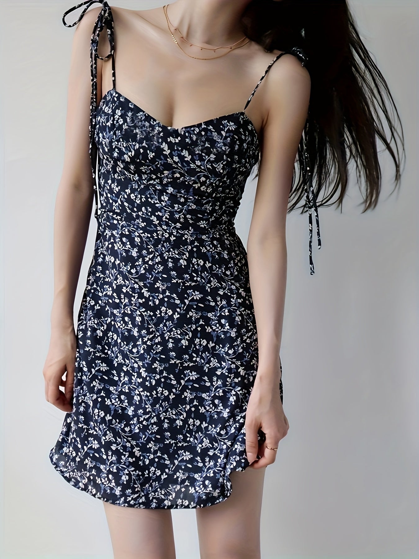 Chic Off-Shoulder Floral Dress for Women - Summer Sleeveless Dress with Tie Waist, Lightweight Polyester, Perfect for Casual or Chic Outfits, Summer Fashion | Chic Offshoulder | Glossy Texture