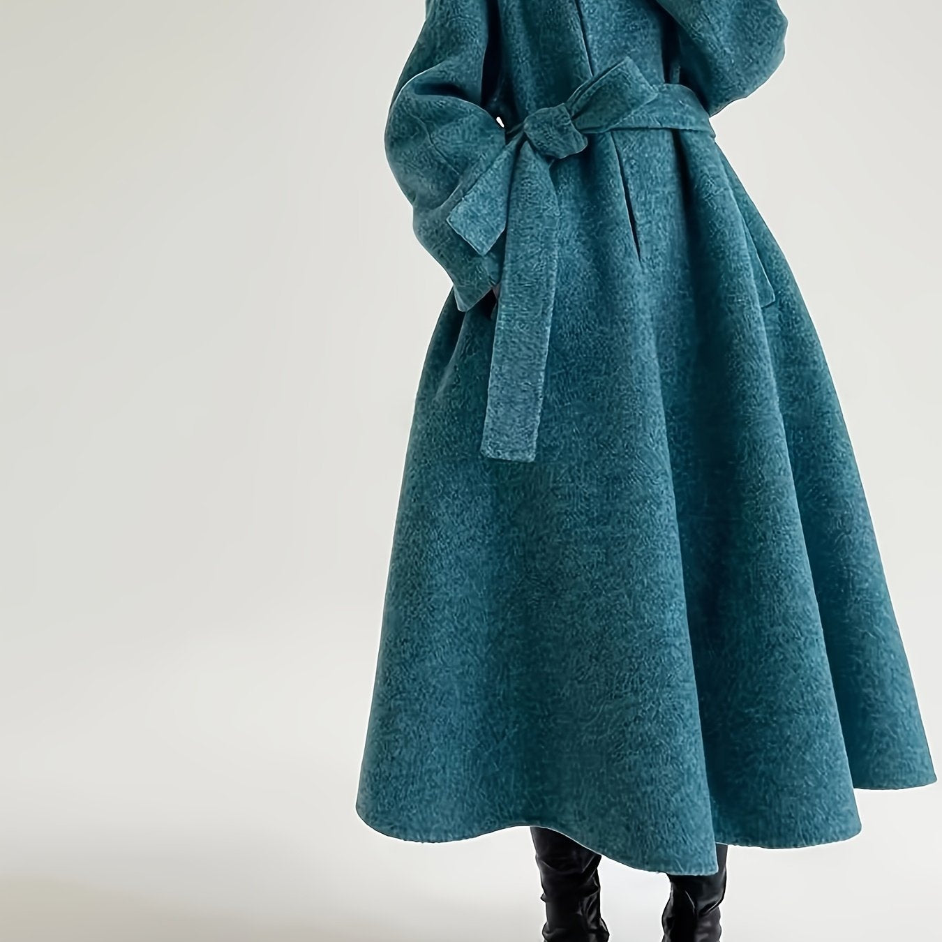 Elegant Long Wool Coat - Classic Double-Faced Winter Trench with Belt & Buttons, Black Boots, Stylish Fall\u002FWinter Outerwear, Winter Outerwear | Elegant Coat | Doublefaced Coat