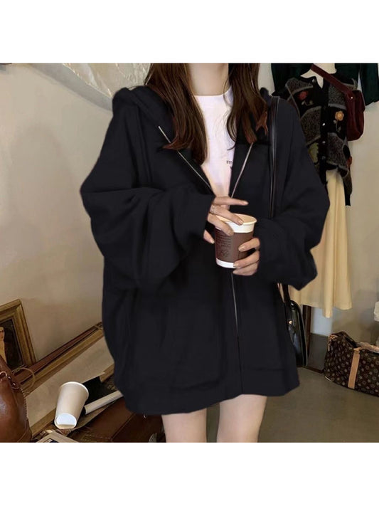 Women'S Lightweight Hooded Cardigan Sweater - Oversized Loose Fit Winter Warmth, Soft Casual Coat with Full-Zip Front Closure, Cozy Layering Piece for Fall & Winter, (Casual to Formal Outfits) - Versatile Everyday Outerwear, Solid Color Relaxed Fit