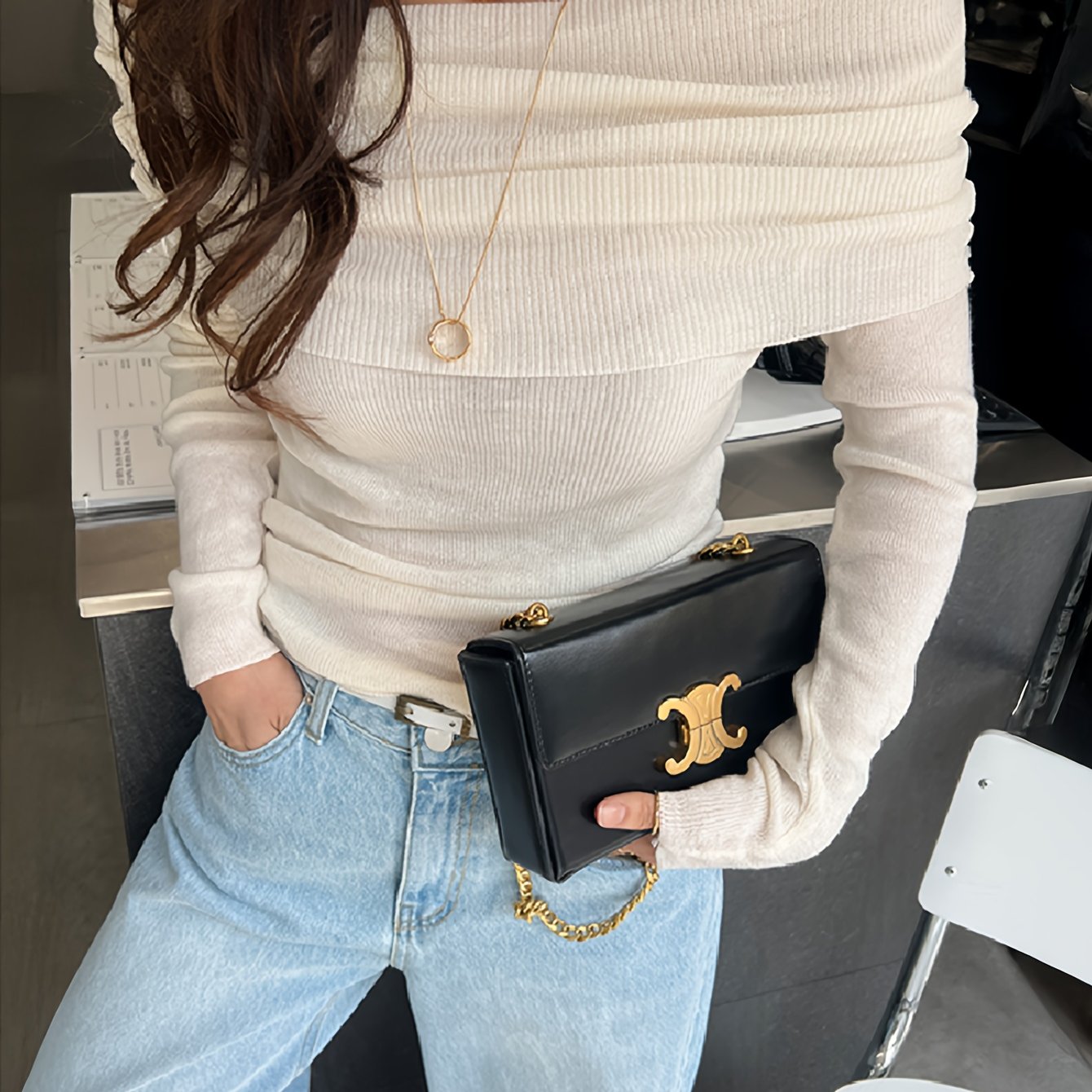Versatile Solid Color Pullover Sweater for Women with One Shoulder Design