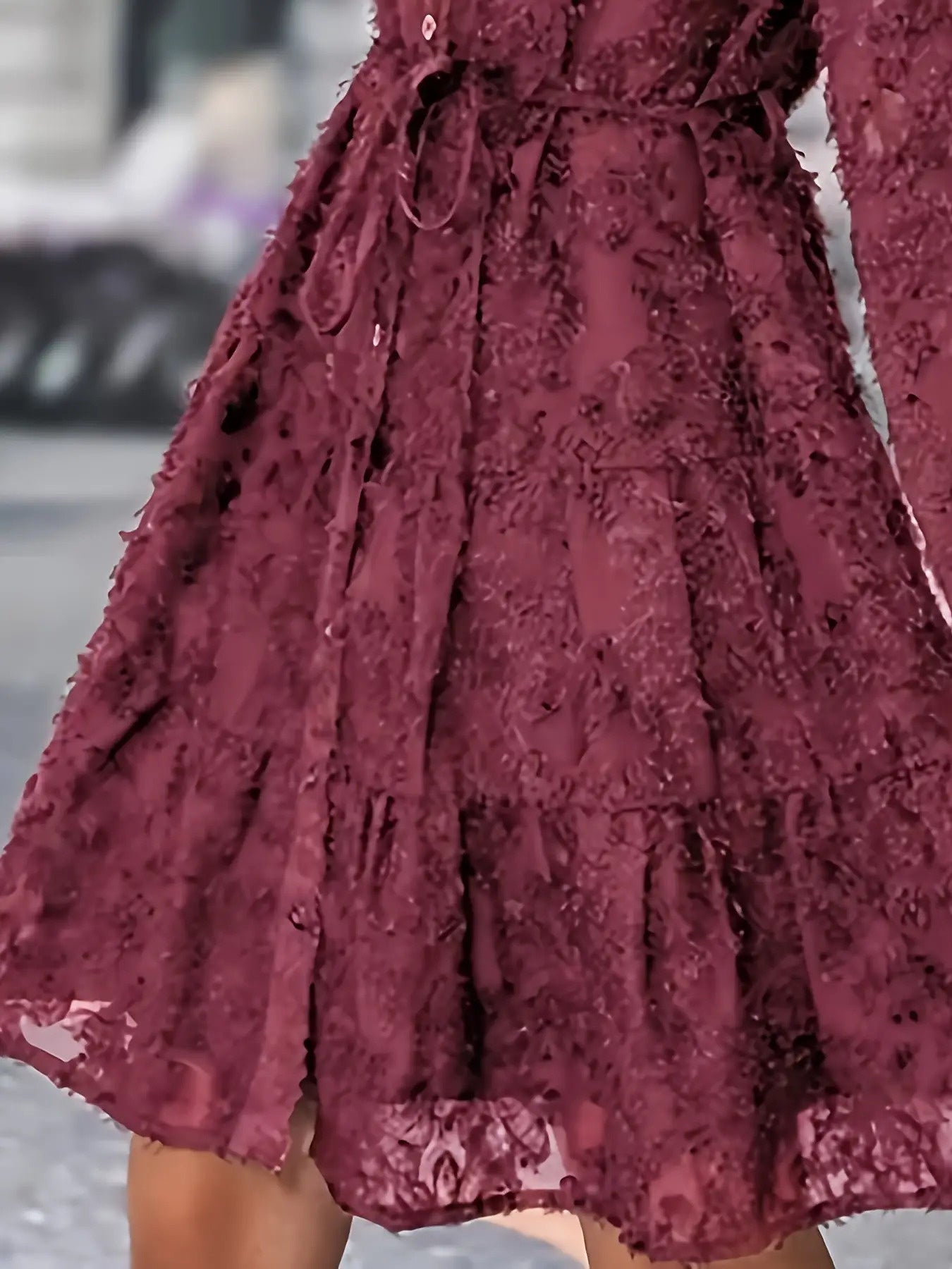Women's Elegant Burgundy Off-Shoulder\u002FBoat Neck Long Sleeve Mini Dress - A-Line Fitted Short Cocktail Party Wedding Guest Dress, All-Season Frock with Short (No) for Year-Round Wear, Machine Washable