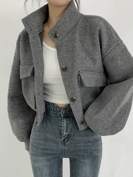 Fall\u002F Winter New Style Button-Up Petite Short Casual Loose-Fitting Denim Jacket for Women
