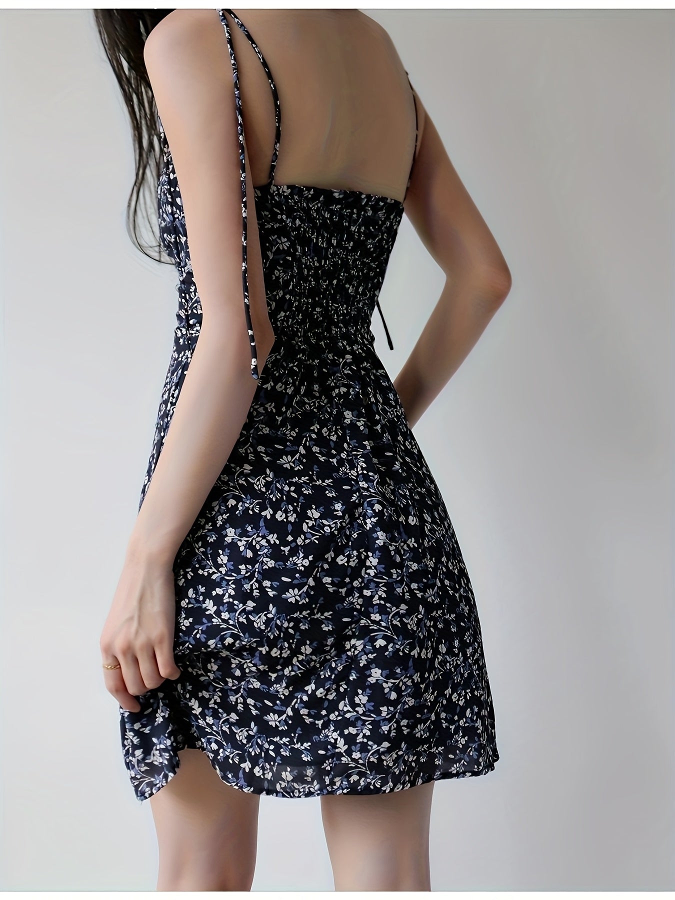 Chic Off-Shoulder Floral Dress for Women - Summer Sleeveless Dress with Tie Waist, Lightweight Polyester, Perfect for Casual or Chic Outfits, Summer Fashion | Chic Offshoulder | Glossy Texture