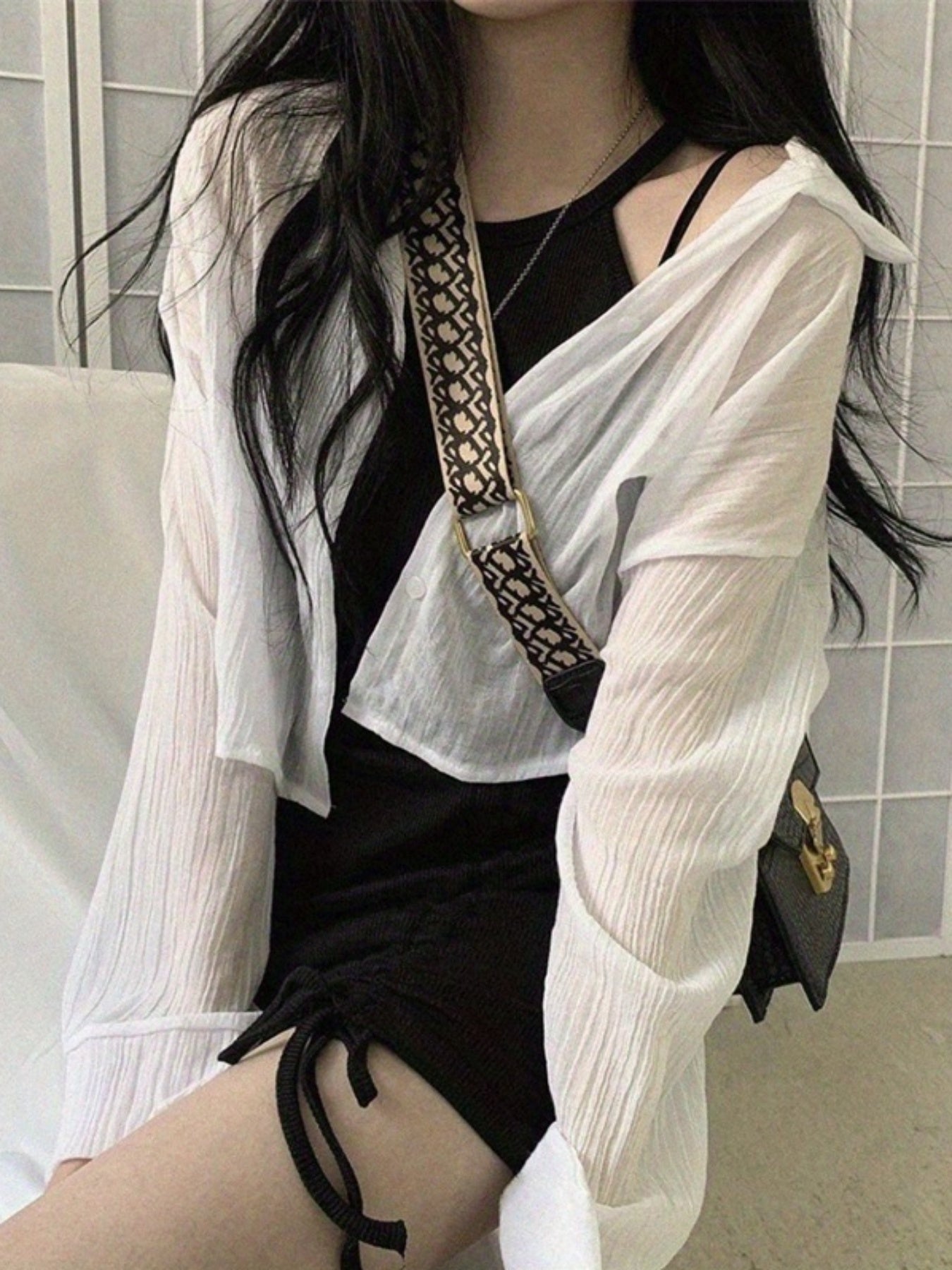 Women's Mini Bodycon Dress - Sleeveless Solid Color Drawstring Summer Party Casual Dress, Sexy Polyester Stretch Fabric, Machine Washable, Spring\u002FSummer\u002FFall Wear