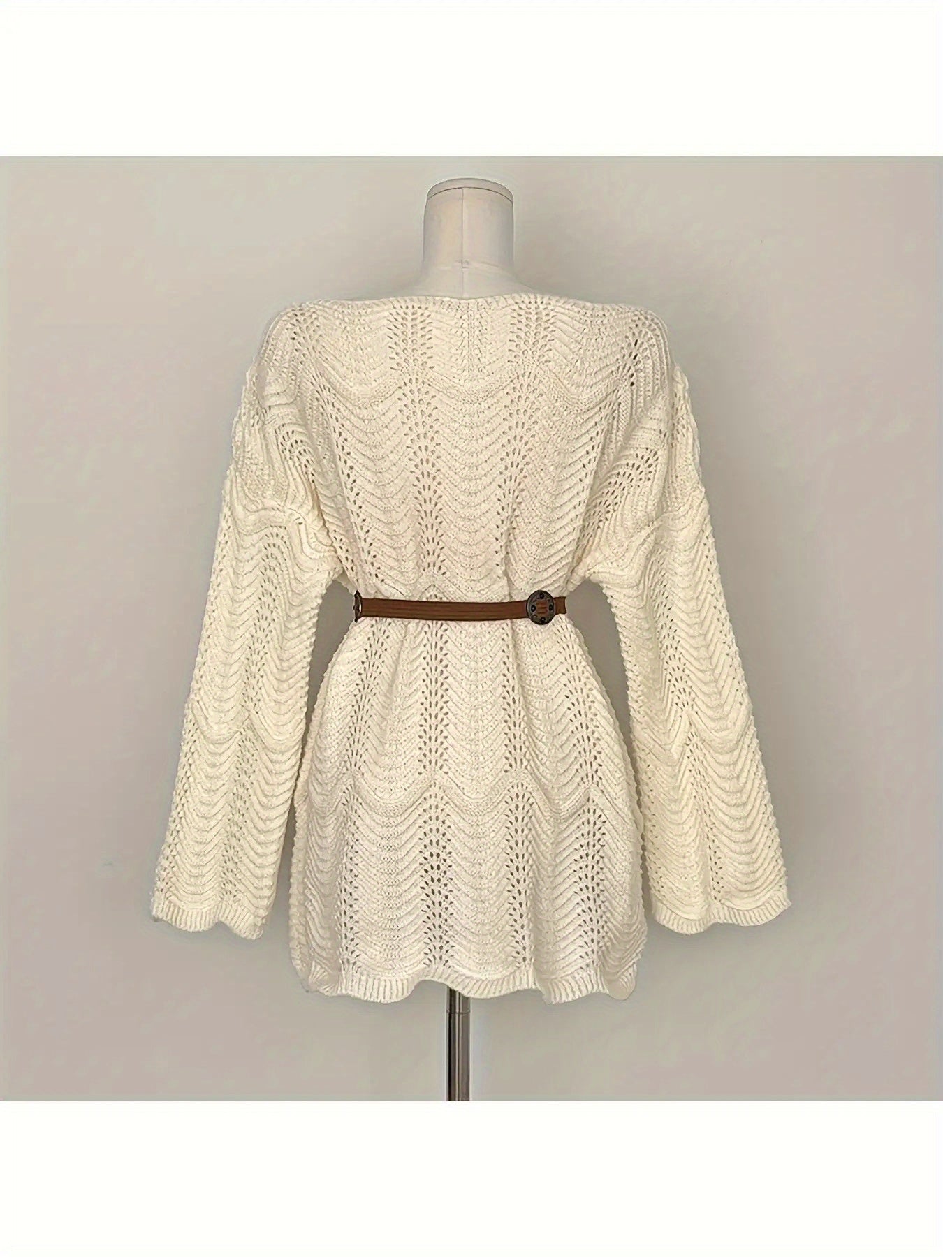 Women's Asymmetric Shoulder Design Loose Versatile Dress with Belt TJ22729