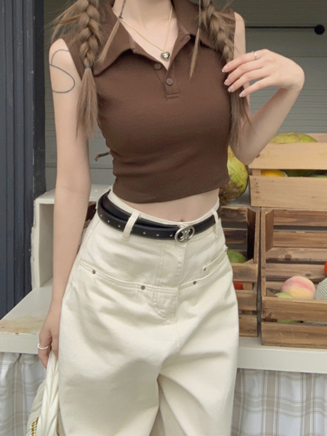Women'S Polo Neck Small Camisole Undershirt