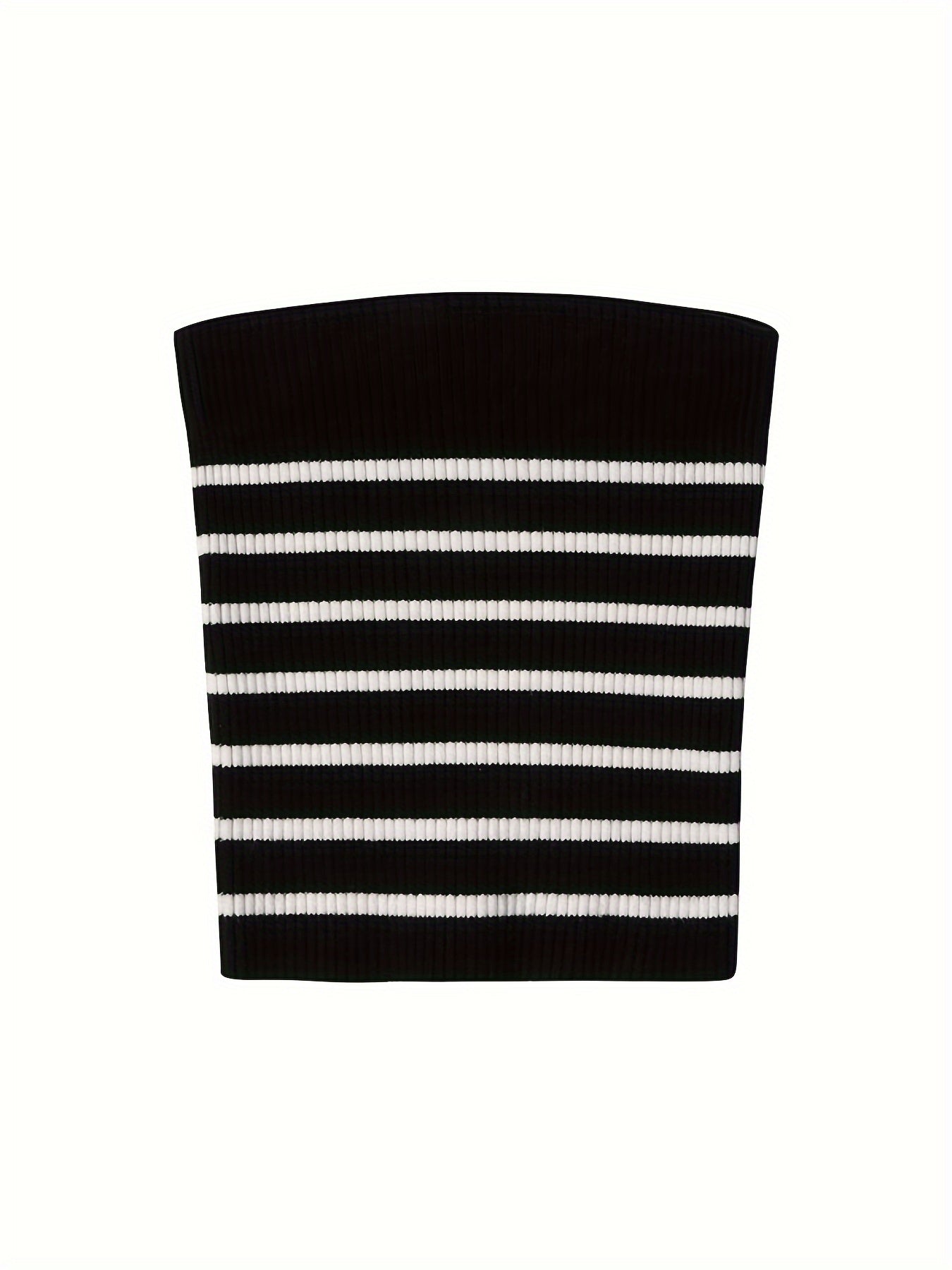 Women'S Sleeveless Casual Vest - Chic Horizontal Stripe Tank Top, Elegant Slim-Fit Strapless Camisole with Contrast Trim, Black & White Stripes, Perfect for Summer Outfits, Ladies Tank Tops