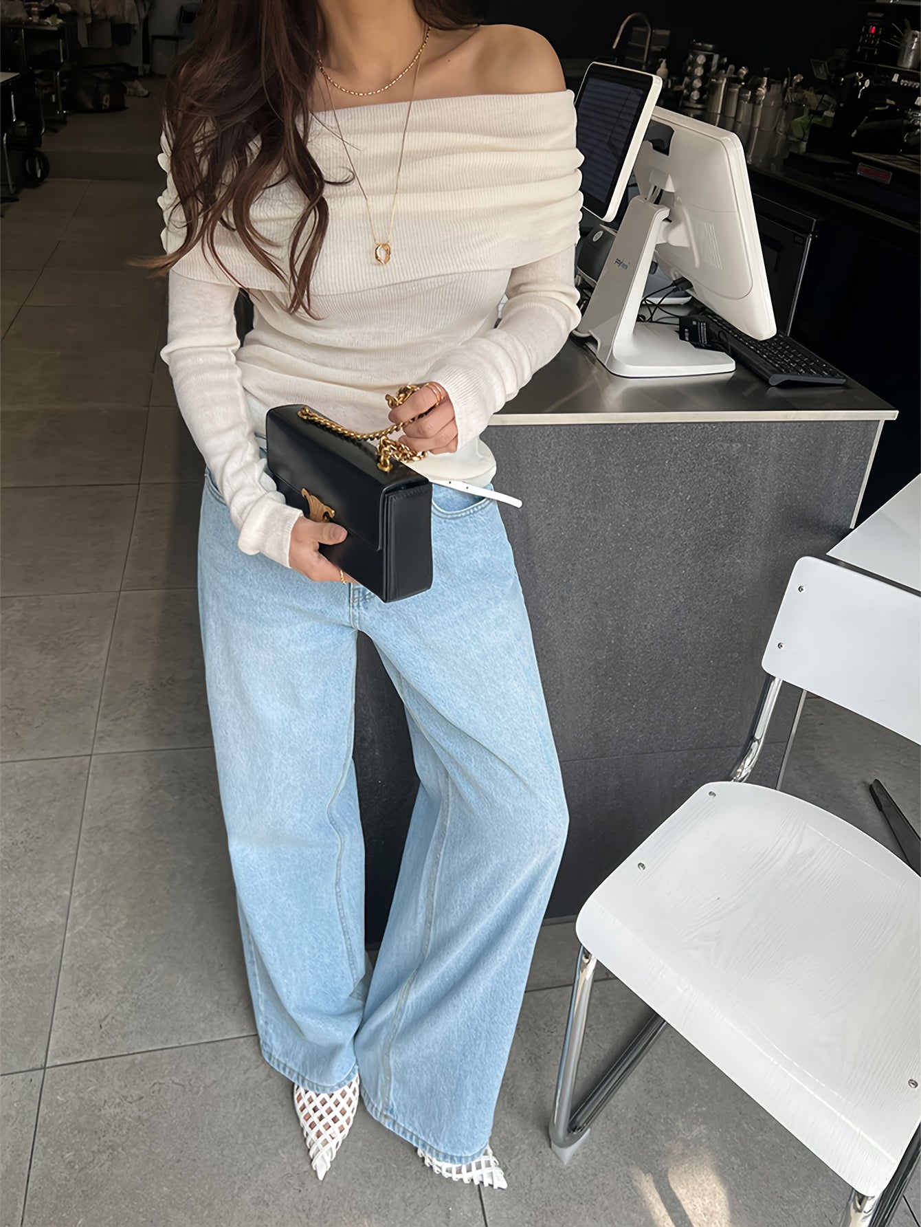 Versatile Solid Color Pullover Sweater for Women with One Shoulder Design