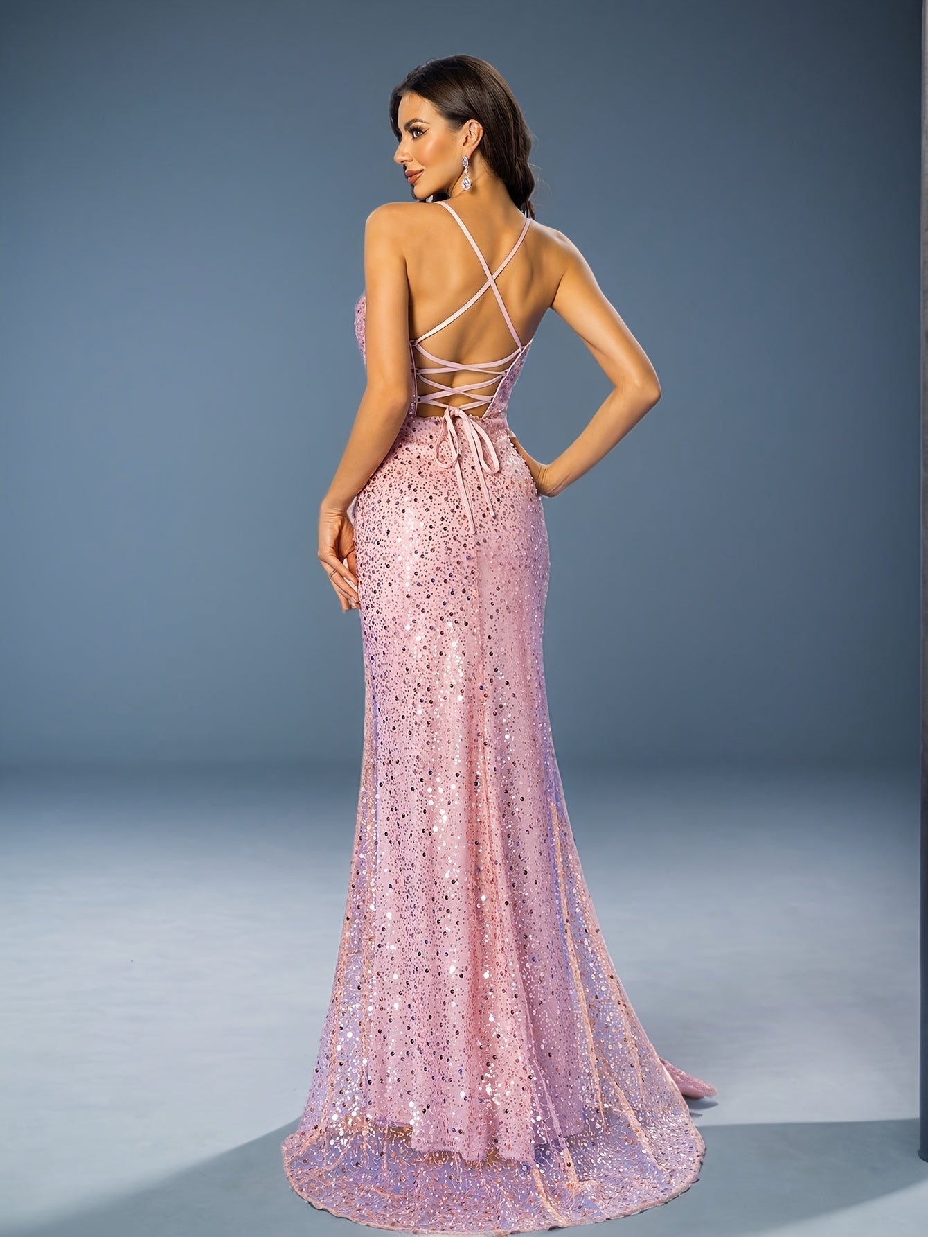 Women's Formal Evening gown - Elegant Prom, Wedding, Party Dress with Spaghetti Strap Back, Flattering Fit & Formal Events - Non-See-Through Formal Attire, Prom Dress, Sophisticated Style, Sleek Silhouette