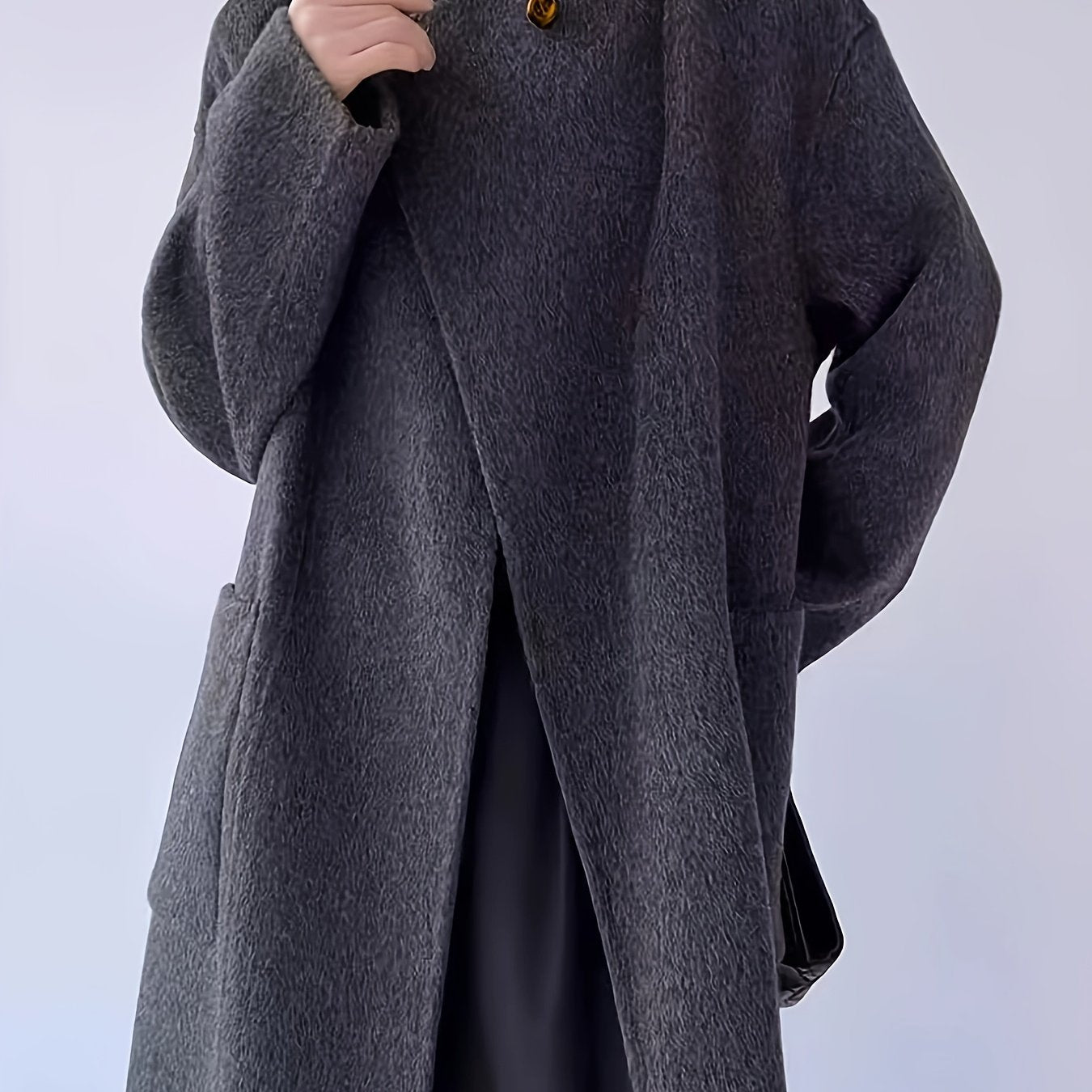 Women'S Elegant Long Coat with Adjustable Belt - Slim Fit, Solid Color, Long Sleeve, Loose Fit, X-Style Design for Fall\u002FWinter, Elegant Outerwear | Slim Fit Coat | Structured Coat