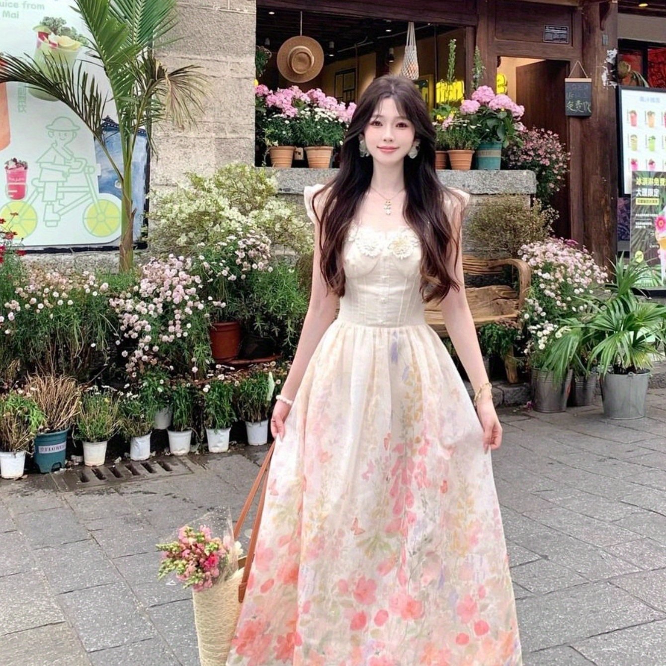 Elegant Floral Print Mini Dress with Puff Sleeves - Chic A-Line Design, Lace Detailing, Perfect for Spring & Summer, Women'S Fashion, Floral Dress