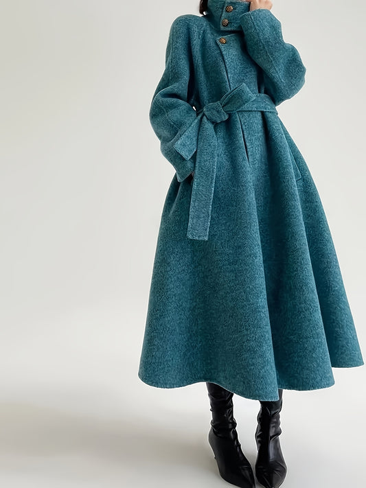 Elegant Long Wool Coat - Classic Double-Faced Winter Trench with Belt & Buttons, Black Boots, Stylish Fall\u002FWinter Outerwear, Winter Outerwear | Elegant Coat | Doublefaced Coat